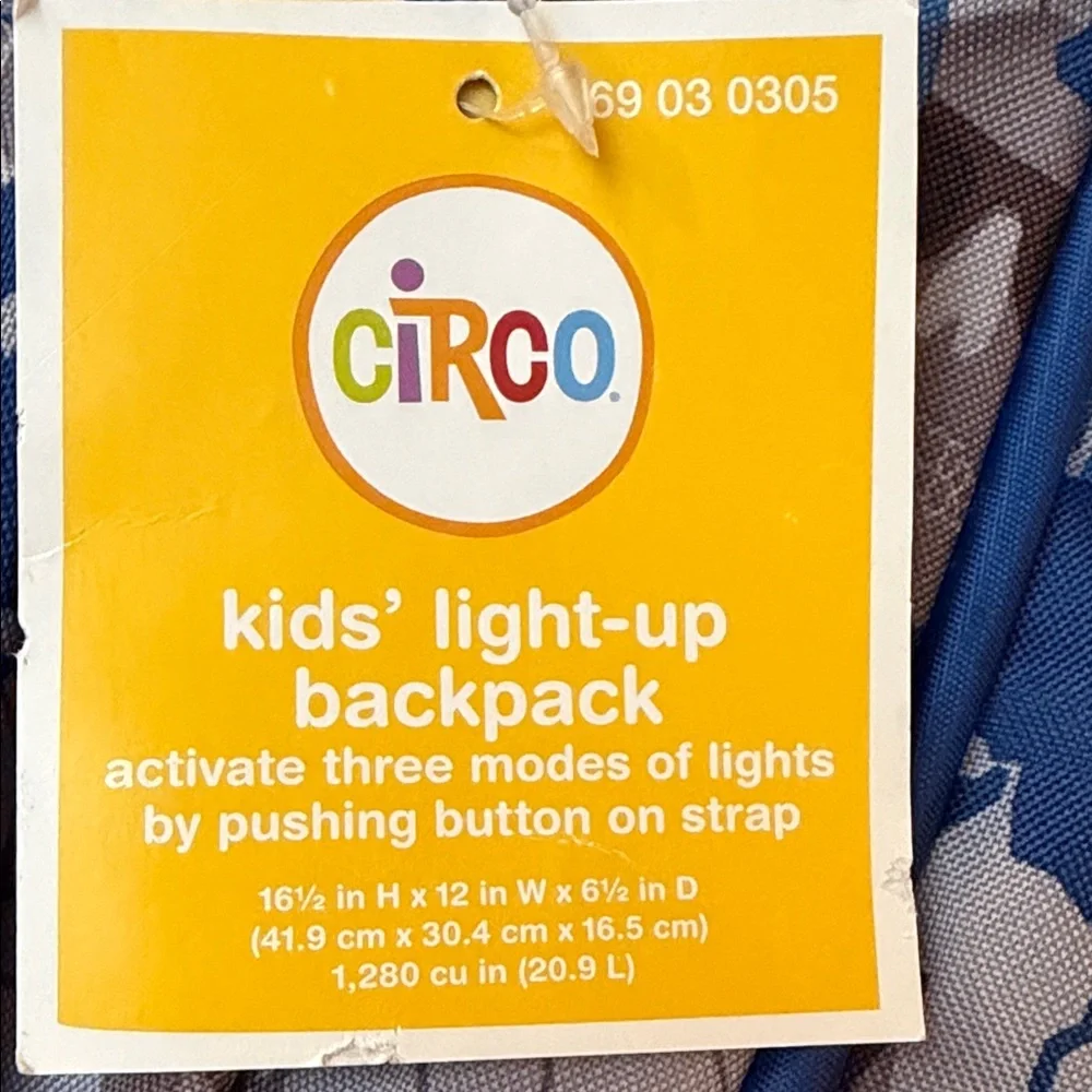 NWT Circo Blue & Gray Light-Up Skull Backpack 3 Pocket 16x12x4 Travel School